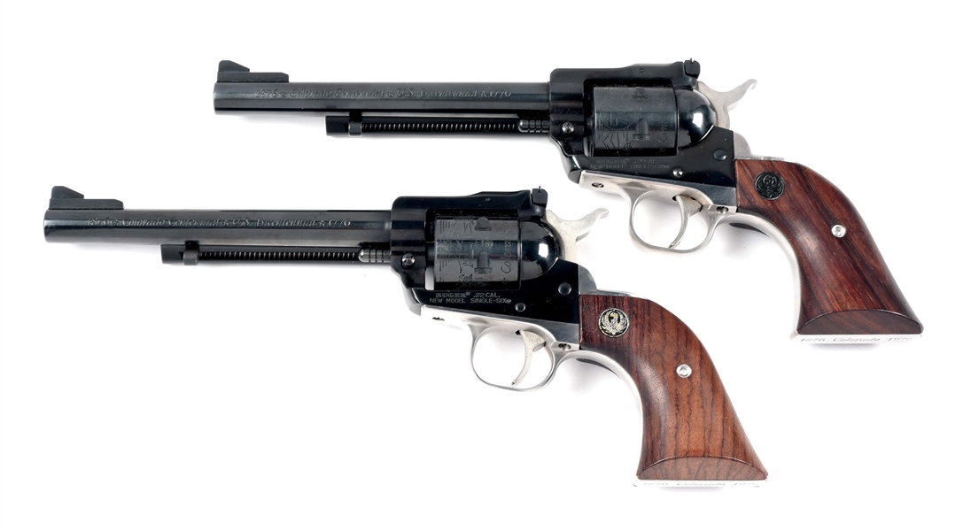 (M) LOT OF 2: CONSECUTIVE SERIAL NUMBERS RUGER NEW MODEL SINGLE SIX COLORADO CENTENNIAL REVOLVERS 
