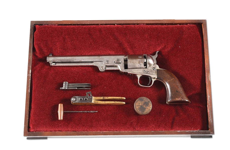 (A) COLT MODEL 1851 NAVY SINGLE ACTION PERCUSSION REVOLVER WITH CONTEMPORARY CASE & TOOLS (1864).