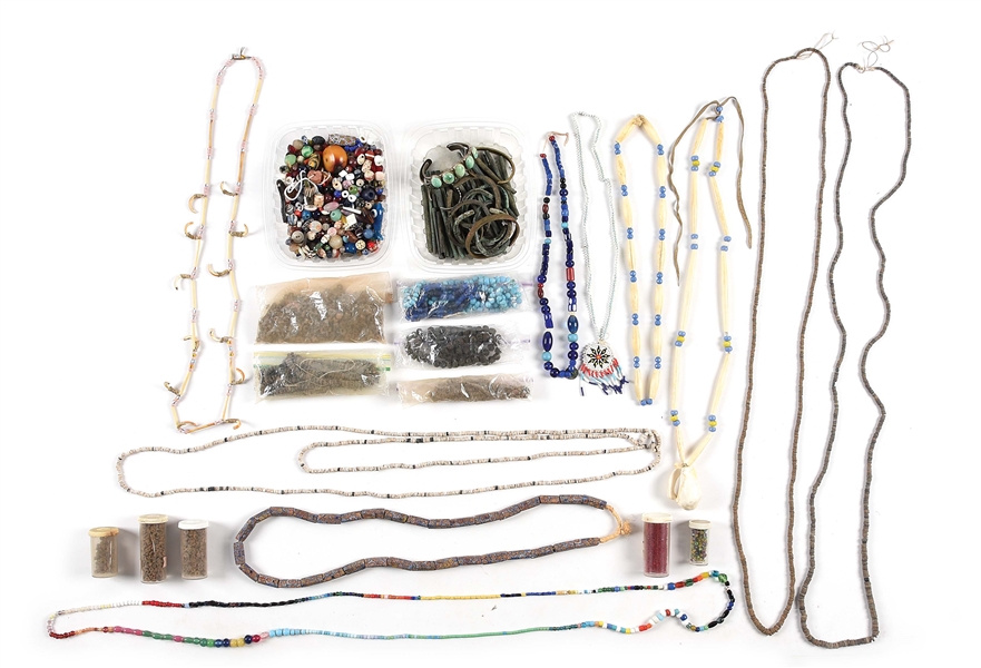 LARGE LOT OF DUG AND SURFACE FOUND TRADE BEADS AND BRACELETS.