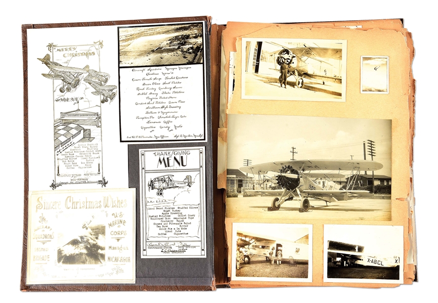 RARE 1920S USMC AVIATION PHOTO ALBUM WITH GREAT AVIATION RELATED PHOTOS