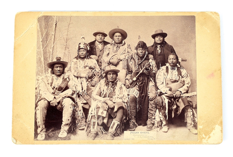 1892 CABINET CARD OF IDENTIFIED PIEGAN INDIAN CHIEFS. 