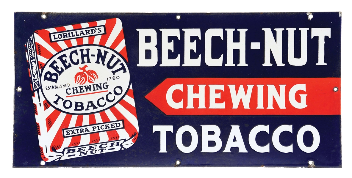 BEECH NUT CHEWING TOBACCO COUNTRY STORE PORCELAIN SIGN. 