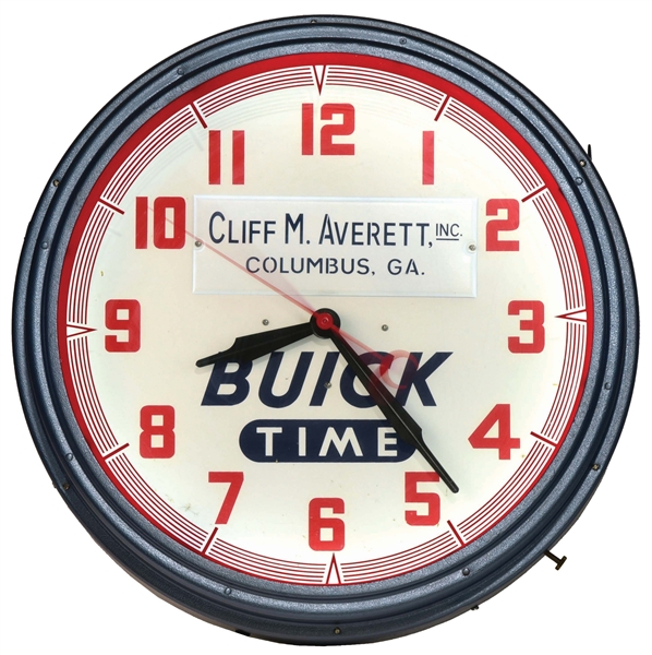 BUICK AUTOMOBILES "BUICK TIME" NEON DEALERSHIP CLOCK. 