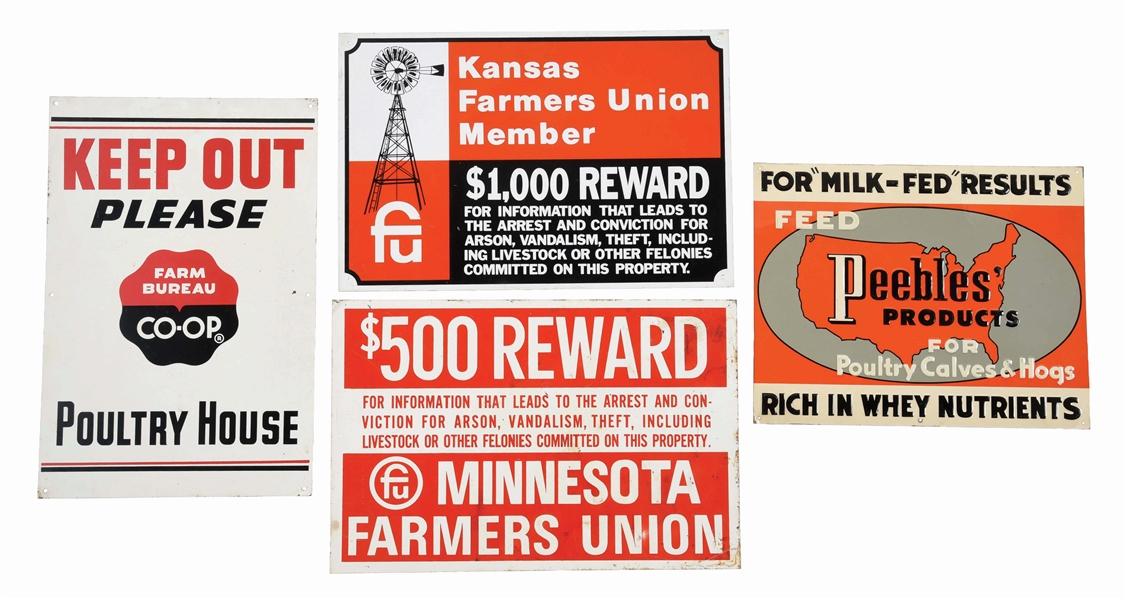 LOT OF 4: AGRICULTIRAL SIGNS.