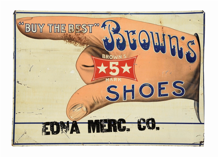 SINGLE-SIDED BROWNS SHOES TIN LITHOGRAPH.