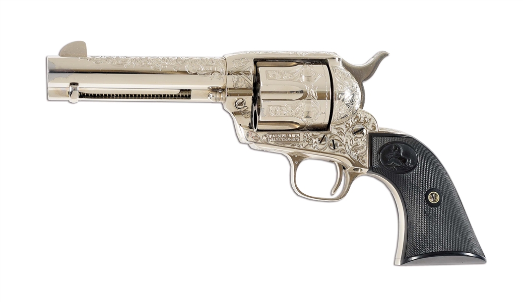 (C) BENCHMARK CONDITION FACTORY ENGRAVED PRE-WORLD WAR II COLT SINGLE ACTION ARMY REVOLVER.
