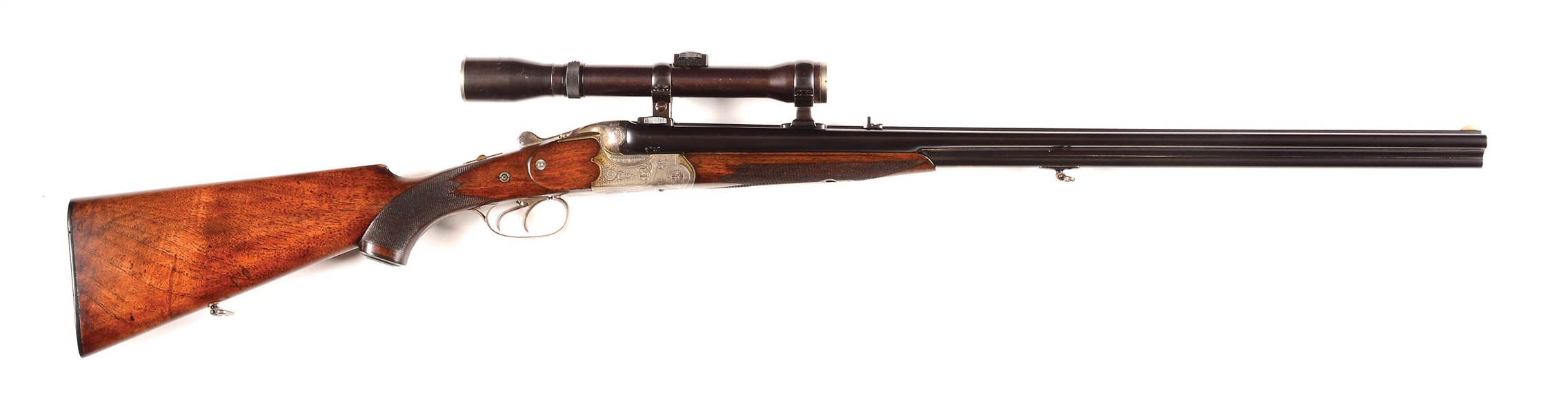 (C) RARE OFFSET DOUBLE RIFLE GERMAN DRILLING ATTRIBUTED TO KRIEGHOFF.