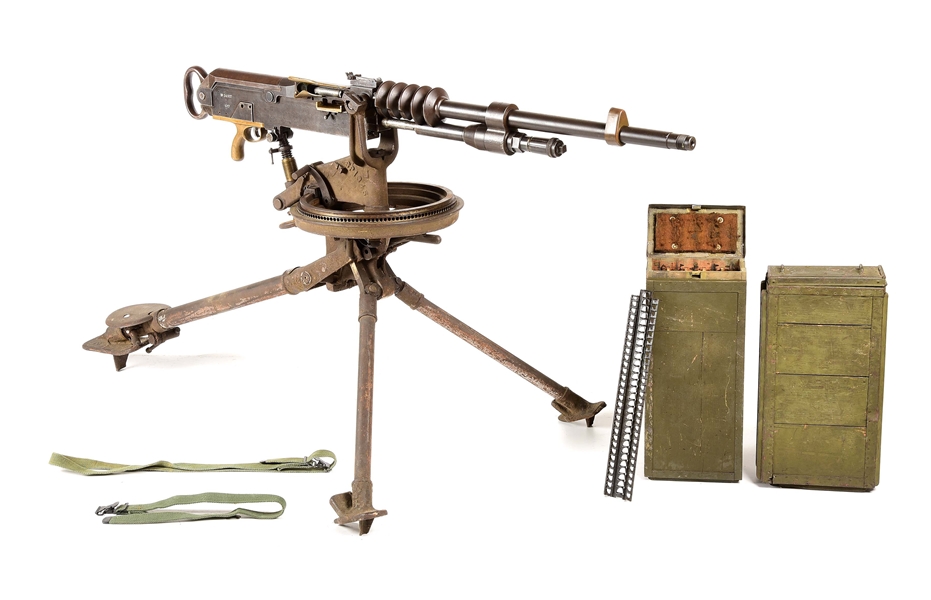(N) COLLECTIBLE WWI FRENCH MODEL 1914 HOTCHKISS MACHINE GUN ON U.S. STANDARD PARTS MOUNT (CURIO AND RELIC).