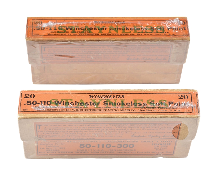 LOT OF 2: WINCHESTER .50-110 2-PIECE AMMUNITION BOXES.