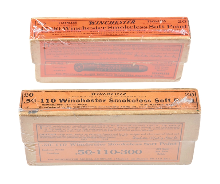 LOT OF 2: WINCHESTER .50-110 AND .45-90 2-PIECE CARTRIDGE BOXES.