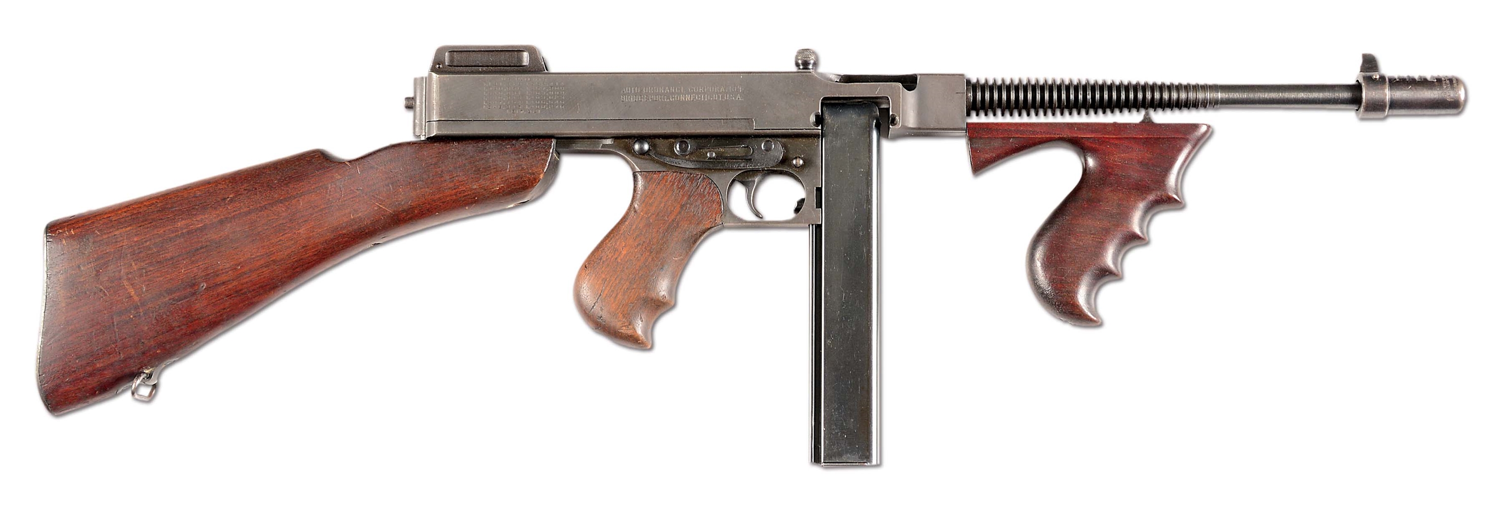 (N) EXTREMELY FINE WWII ERA AUTO ORDNANCE 1928A1 THOMPSON MACHINE GUN (CURIO AND RELIC).