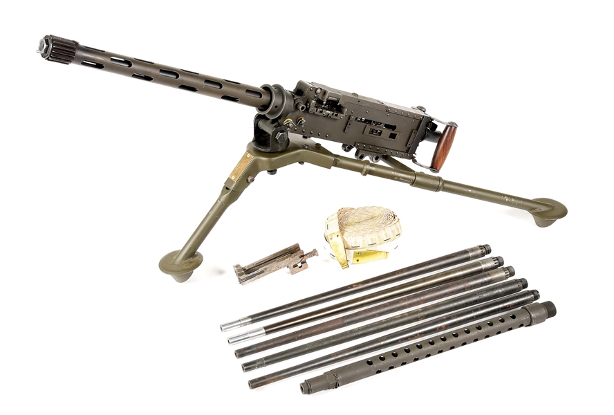 (N) HIGH CONDITION FAST FIRING COLT BROWNING MK II* .303 BRITISH AIRCRAFT LIGHT MACHINE GUN ADAPTED FOR GROUND USE WITH SPADE HANDLES (CURIO AND RELIC).