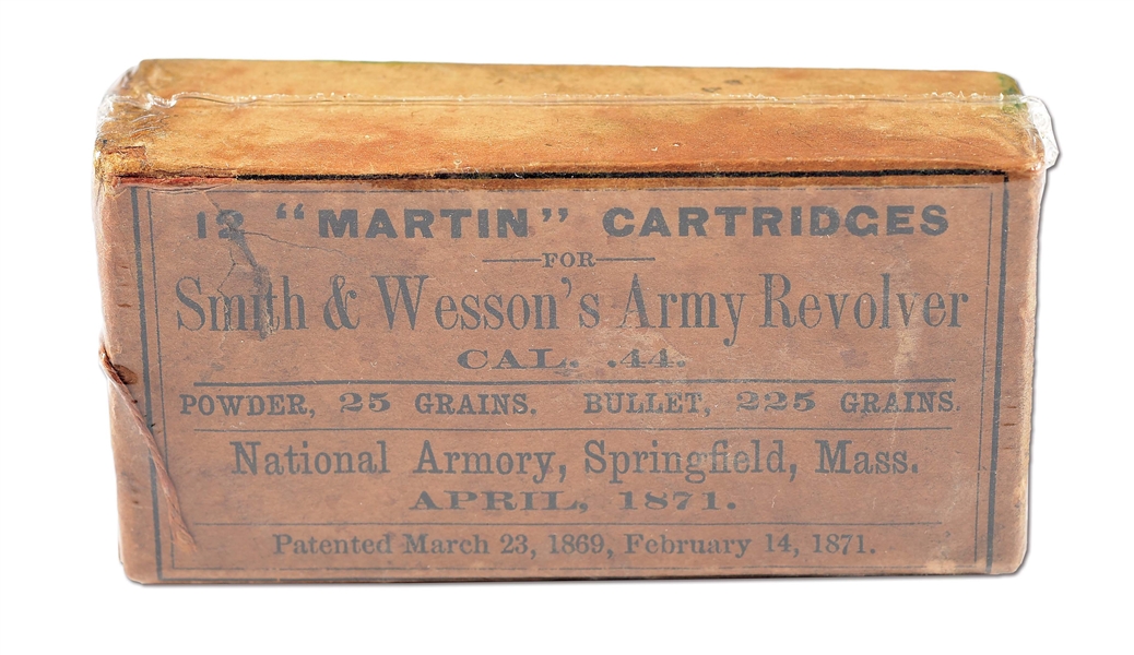 NATIONAL ARMORY, SPRINGFIELD, MASS., .44 AMERICAN CARTRIDGE BOX.