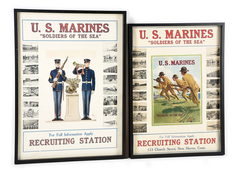 LOT OF 2: US PRE-WWI USMC RECRUITING POSTERS. 