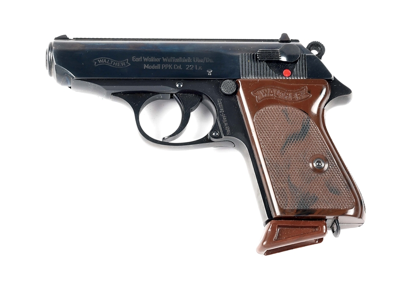 (C) WEST GERMAN WALTHER PPK .22 LR SEMI-AUTOMATIC PISTOL WITH ORIGINAL FACTORY LEATHERETTE BOX.