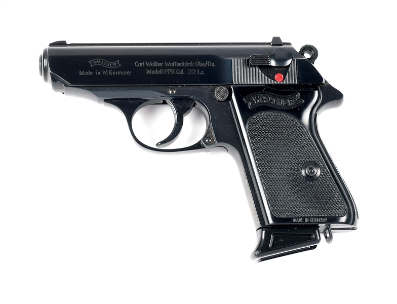 (C) FINE WEST GERMAN WALTHER PPK .22 LR SEMI-AUTOMATIC PISTOL WITH MATCHING FACTORY CASE.