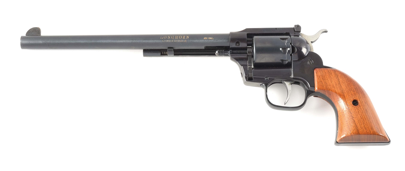 (M) HIGH STANDARD LONGHORN COMBINATION DOUBLE ACTION .22 CALIBER REVOLVER WITH EXTRA CYLINDER.