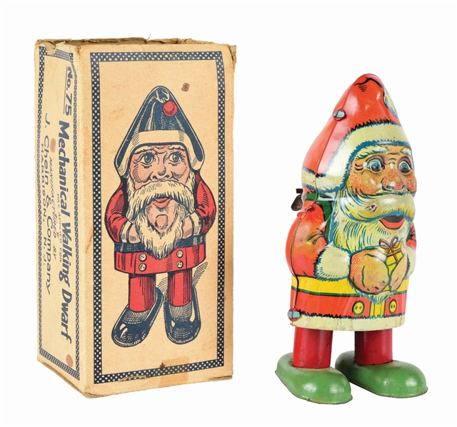EARLY CHEIN MECHANICAL WALKING SANTA CLAUS TOY.