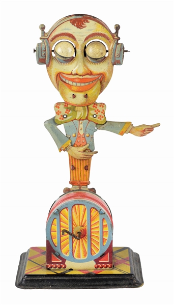 UNUSUAL TIN LITHO GERMAN MUSICAL TOY.
