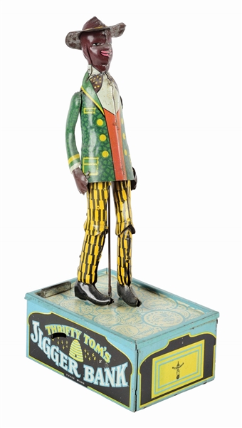 STRAUSS TIN LITHO WIND-UP THRIFTY TOM BANK.