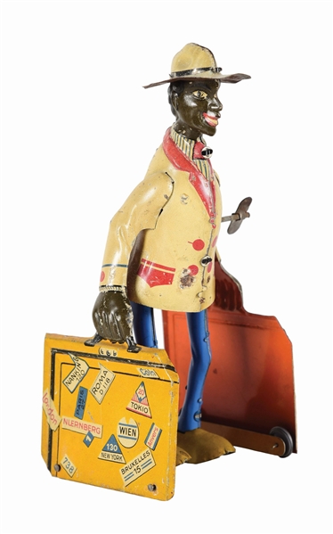 GERMAN DISTLER TIN LITHO WIND-UP SUITCASE-CARRYING PORTER.