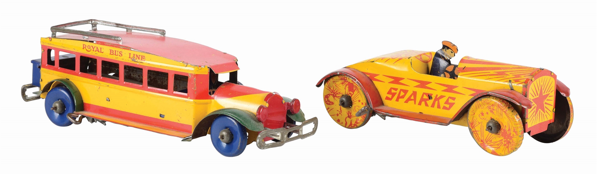 LOT OF 2: PRE-WAR TIN LITHO MARX WIND-UP VEHICLE TOYS.