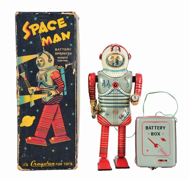 JAPANESE TIN LITHO BATTERY-OPERATED SPACEMAN ROBOT.