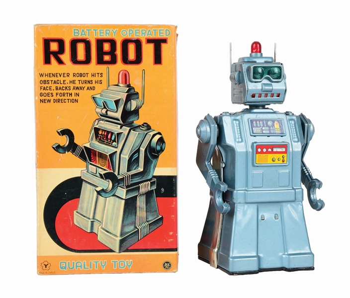 JAPANESE TIN LITHO BATTERY-OPERATED DIRECTIONAL ROBOT.