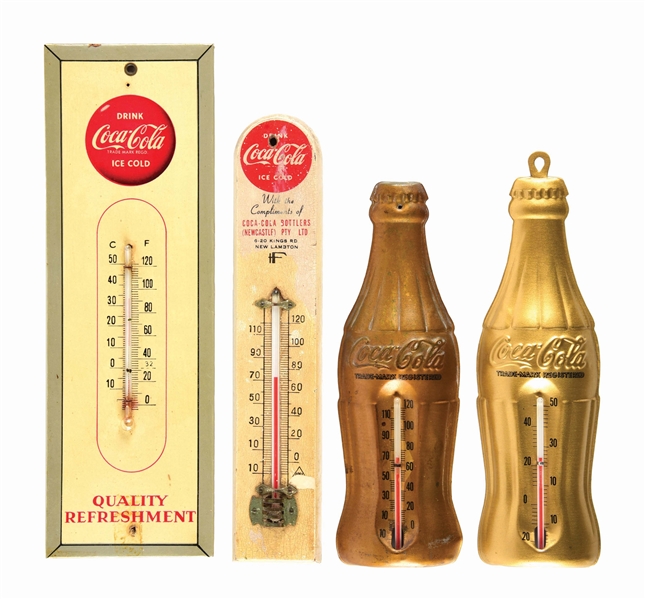 LOT OF 4: COCA-COLA THERMOMETERS. 