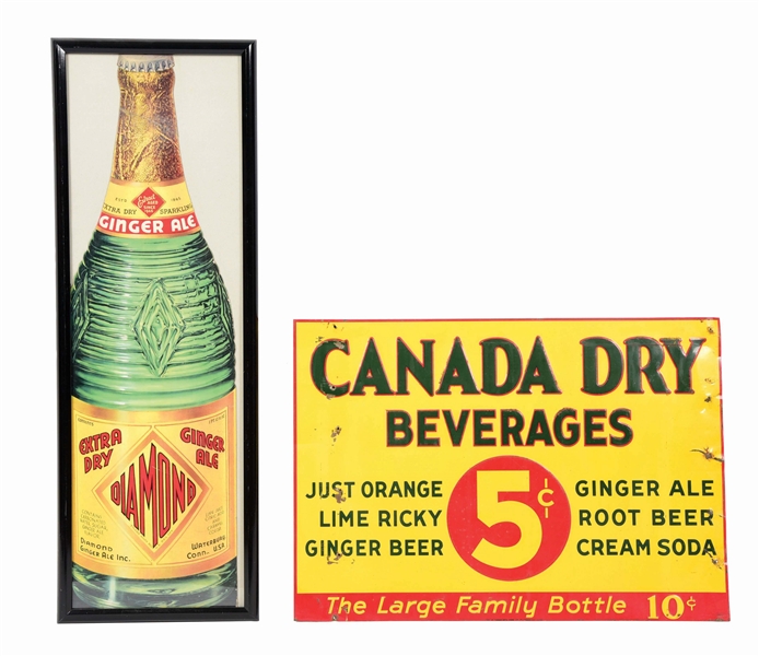 LOT OF 2: GINGER ALE SIGNS.