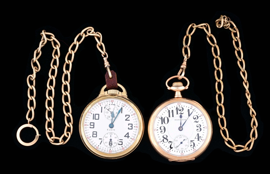 LOT OF 2: GOLD FILLED OPEN FACE POCKET WATCHES.