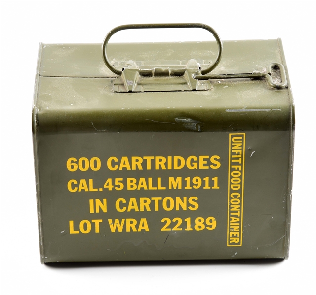 600 ROUNDS OF .45 ACP AMMUNITION IN GOVERNMENT ISSUED TIN. 