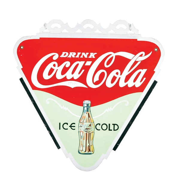 DOUBLE-SIDED TIN DIE-CUT COCA-COLA SIGN.