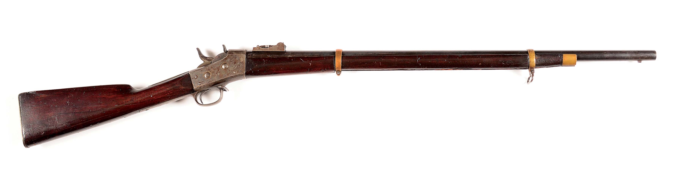 (A) TYPE 1 TRANSFORMED REMINGTON ROLLING BLOCK RIFLE APPEARING TO BE CONVERTED FROM A CONFEDERATE GILLAM AND MILLER RIFLED MUSKET.