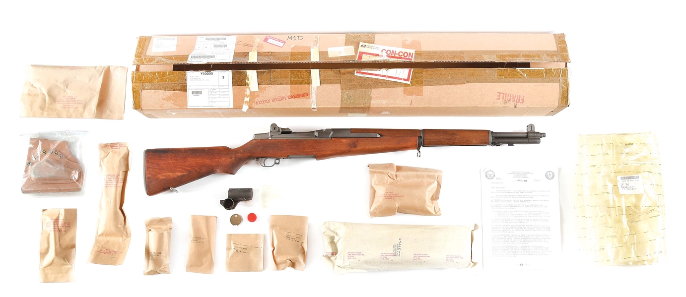 (C) SPRINGFIELD MODEL M1D SEMI-AUTOMATIC RIFLE WITH SHIPPING BOX AND ACCESSORIES.