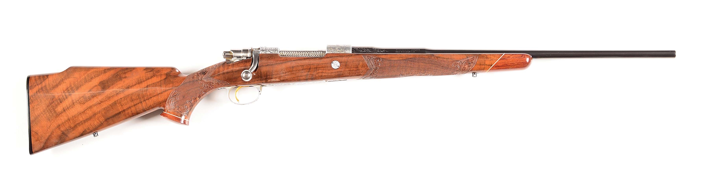 (M) BROWNING BAERTON AND RISACK ENGRAVED EARLY MEDALLION  BOLT ACTION RIFLE.