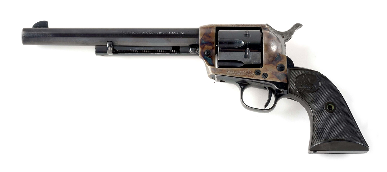 (C) FIRST YEAR PRODUCTION SECOND GENERATION COLT SINGLE ACTION ARMY .38 SPECIAL REVOLVER (1956).