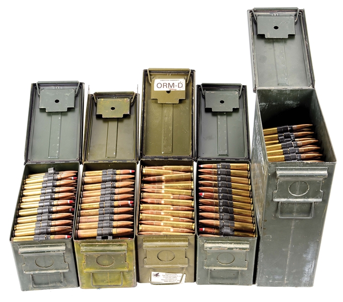 LOT OF 660 ROUNDS OF .50 BMG BALL AND LINKED BALL WITH TRACER AMMUNITION.
