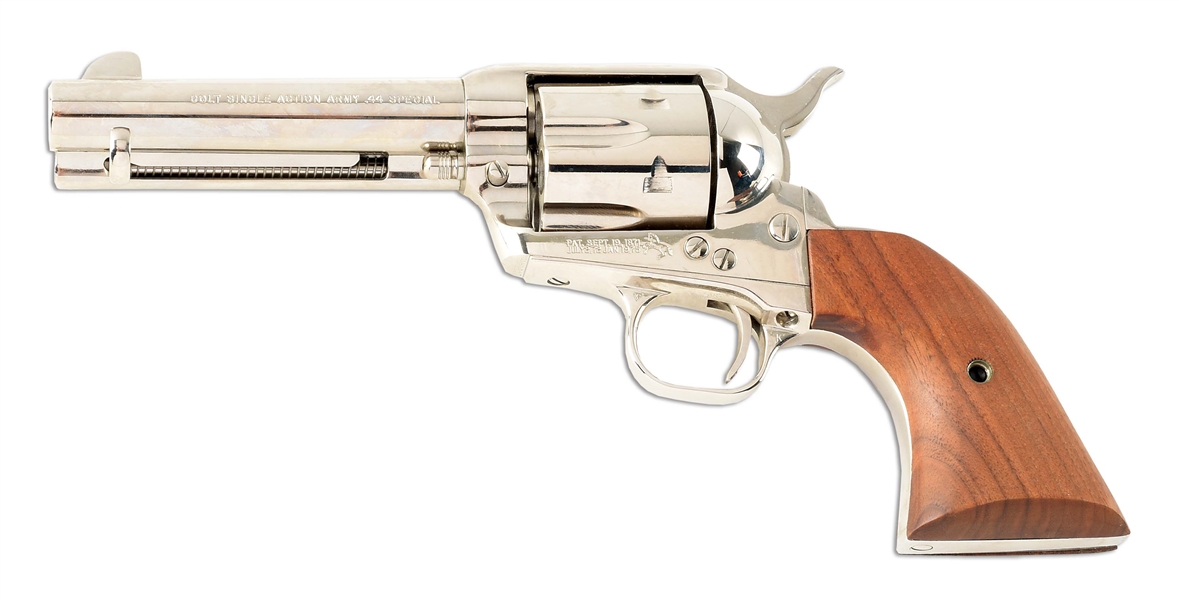 (M) EXCELLENT THIRD GENERATION NICKEL PLATED COLT SINGLE ACTION ARMY REVOLVER (1979).