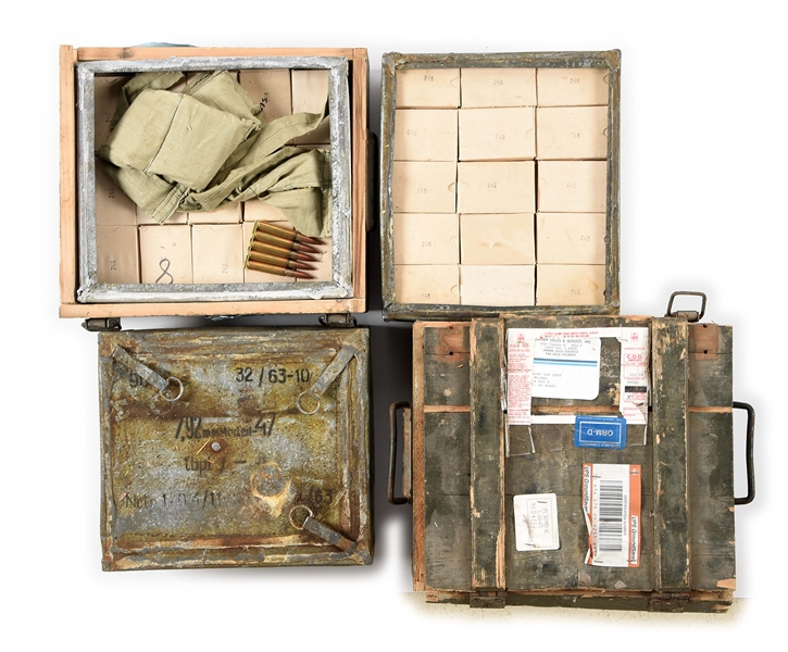 LOT OF 3375 ROUNDS OF COPPER WASHED STEEL CASED 8MM MAUSER AMMUNITION IN ORIGINAL CRATES.