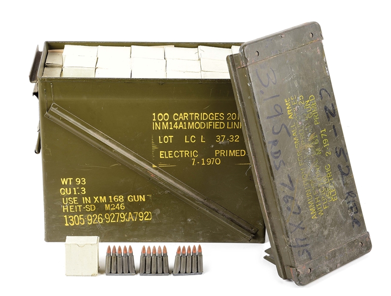 LOT OF APPROXIMATELY 3195 ROUNDS OF 7.62X45MM AMMUNITION IN LARGE STEEL U.S.G.I. AMMO CAN.