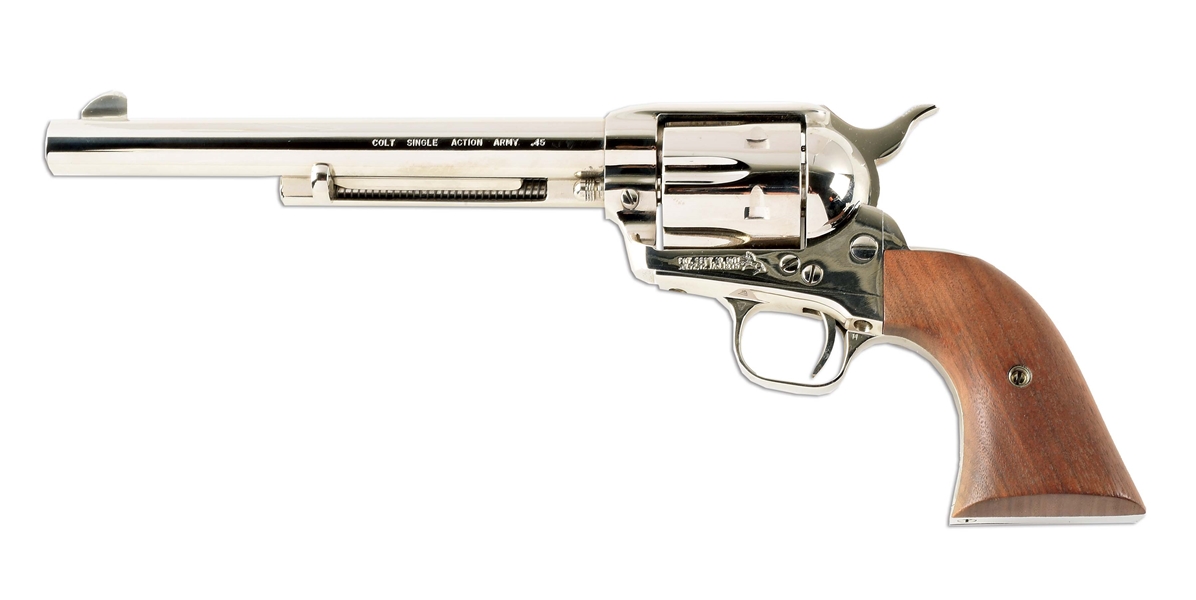 (M) EXCELLENT EARLY THIRD GENERATION NICKEL PLATED COLT SINGLE ACTION ARMY REVOLVER (1978).