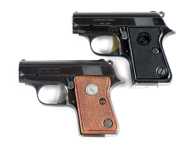 (C) LOT OF 2: COLT JUNIOR PISTOLS, ONE IN .25 ACP AND ONE IN .22 SHORT.