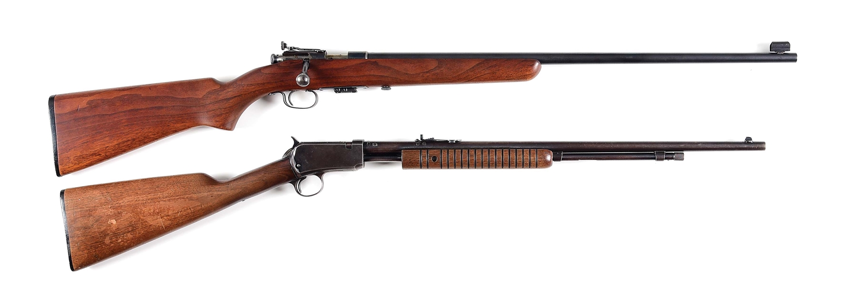 (C) LOT OF 2: WINCHESTER MODEL 69 .22 LR BOLT ACTION RIFLE AND WINCHESTER MODEL 62A .22 LR SLIDE ACTION RIFLE.