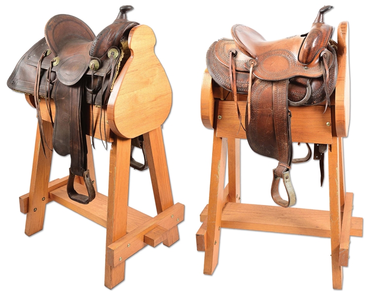 LOT OF 2: SADDLES WITH STAND.