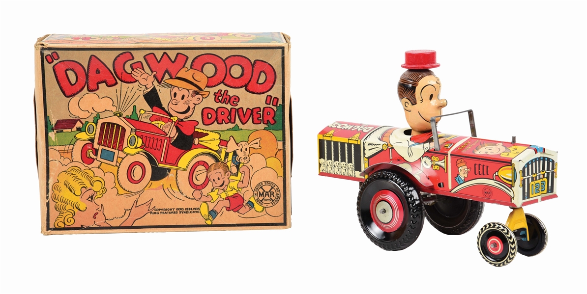 MARX TIN LITHO WIND-UP DAGWOOD THE DRIVER TOY AUTOMOBILE.