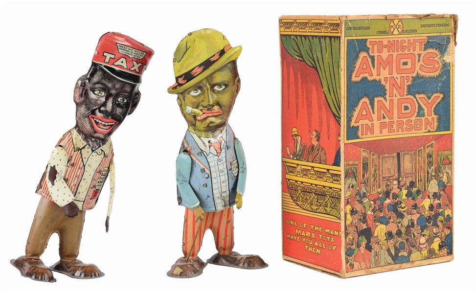 PAIR OF MARX TIN LITHO WIND-UP AMOS N ANDY WALKING TOYS.