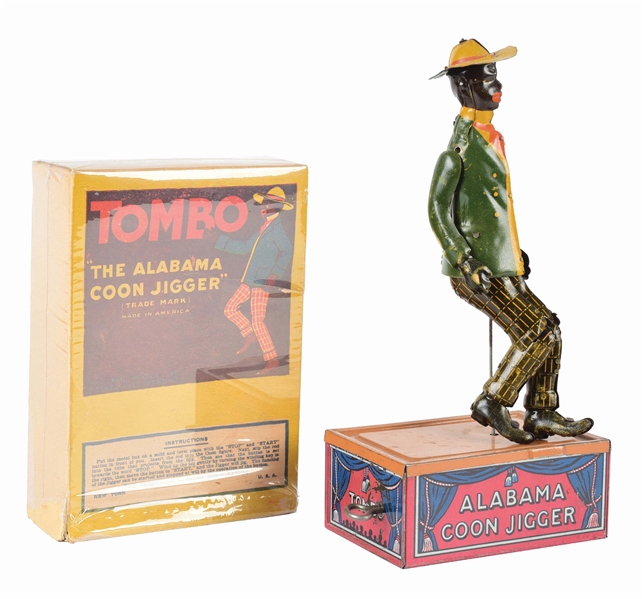 STRAUSS TIN LITHO WIND-UP TOMBO ALABAMA ROOF DANCING TOY.