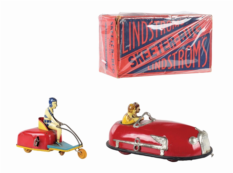 LOT OF 2: AMERICAN MADE TIN LITHO LINDSTROM AMUSEMENT TOYS.