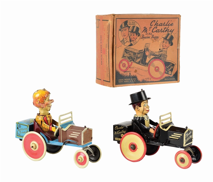 LOT OF 2: MARX TIN LITHO WIND-UP CHARACTER WHOOPEE CARS.